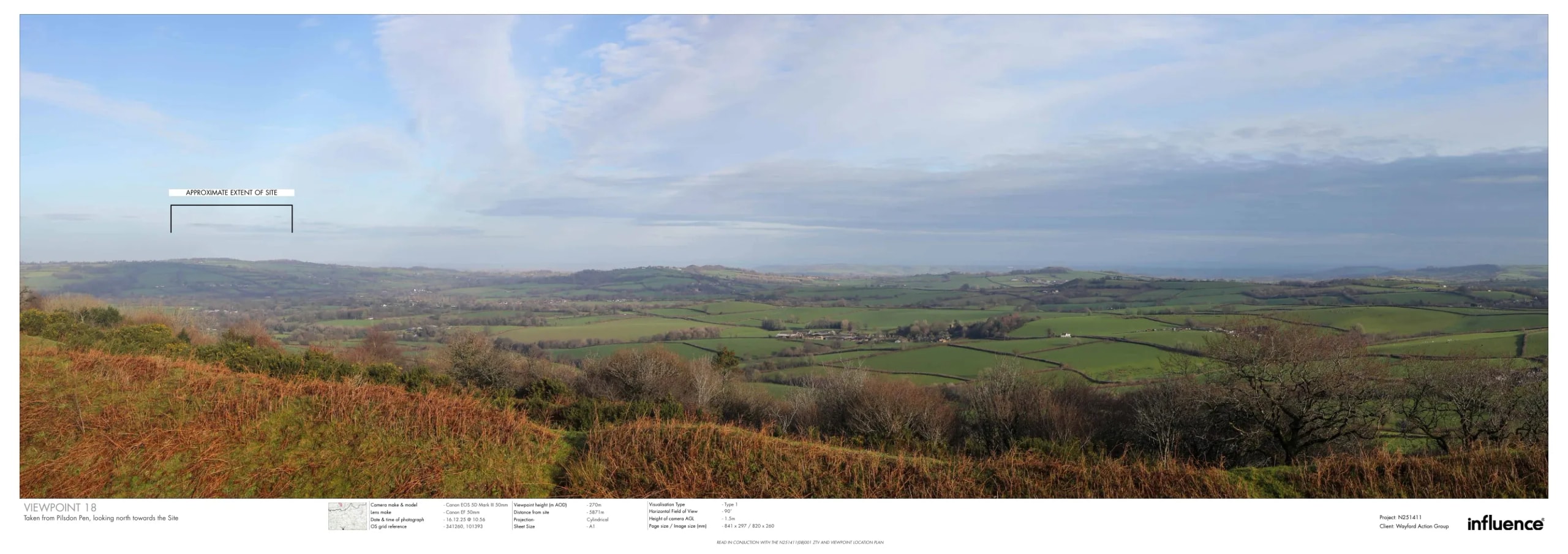Landscape view from Pilsdon Pen towards the proposed Wayford Solar Farm site